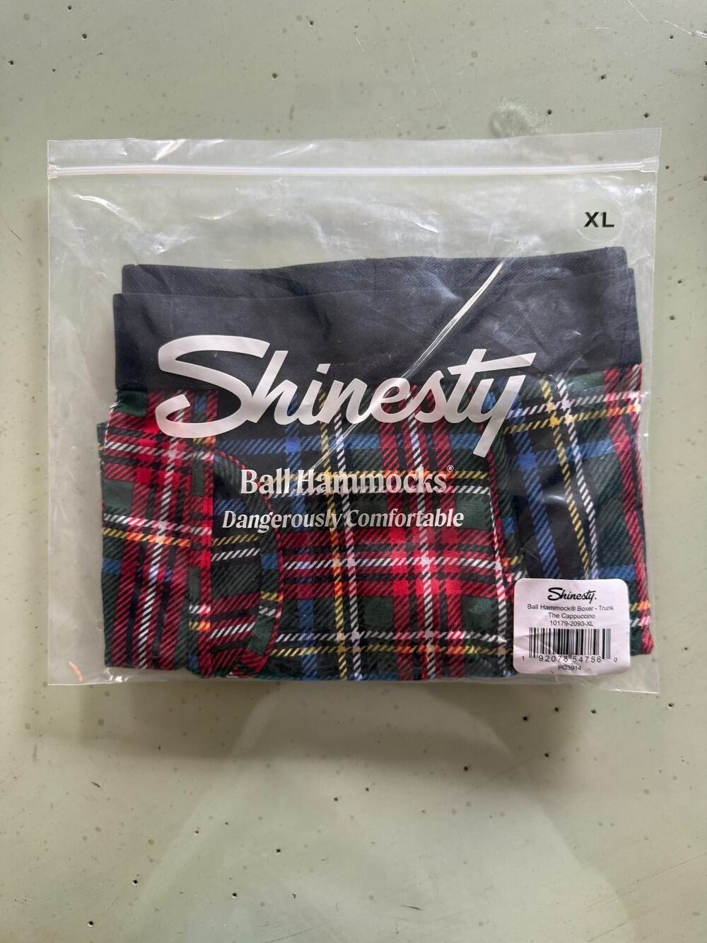 Shinesty Ball Hammock Boxer Trunk Mens XL The Cappuccino Plaid Pouch Underwear N